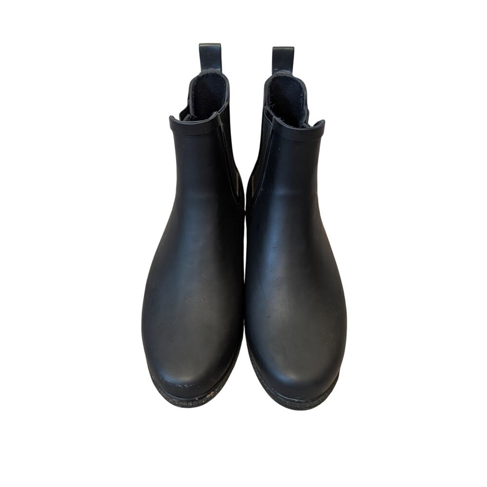 J Crew Womens 7 Matte Black Chelsea Rain Boots Rubber Slip On Ankle Waterproof